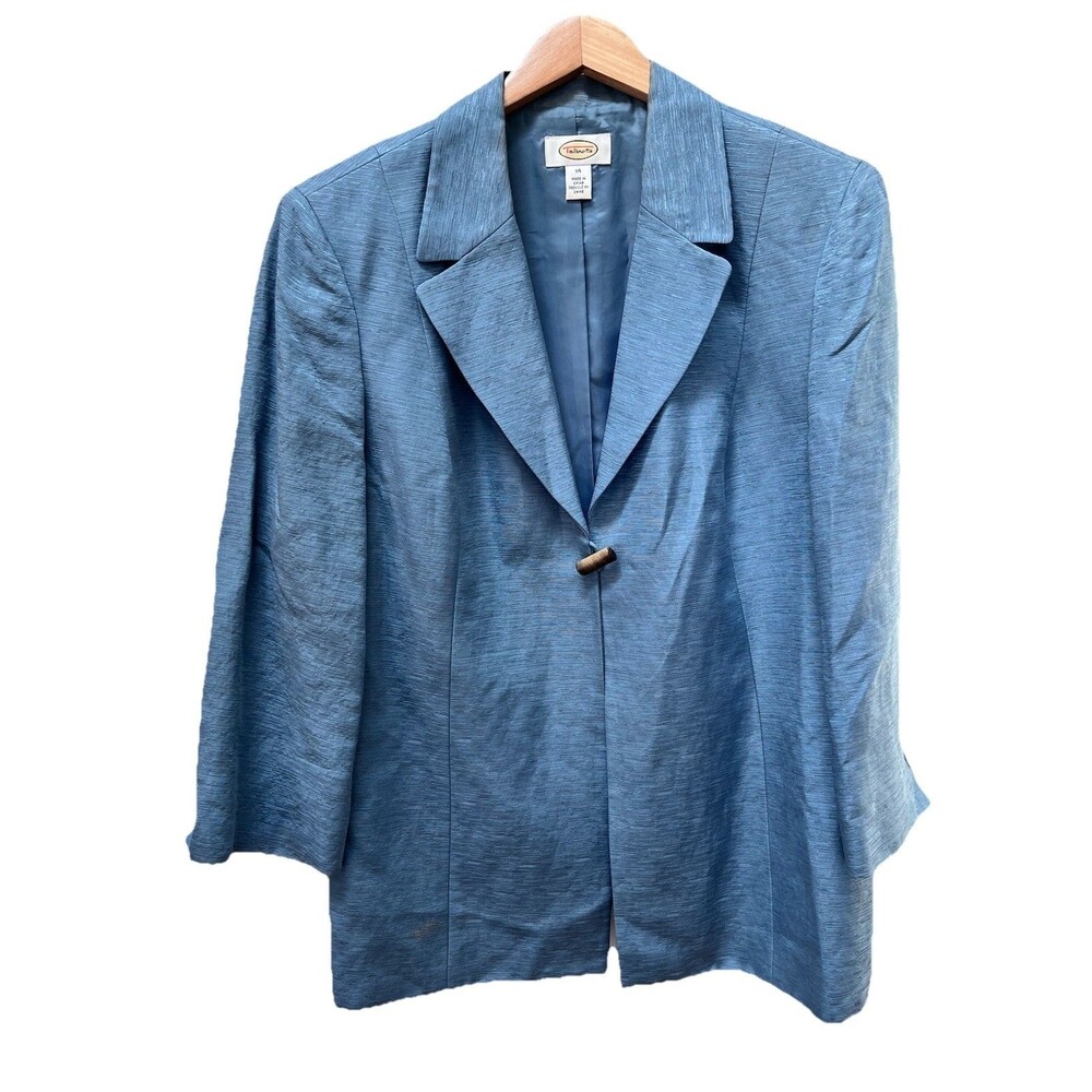 Talbots Women's  Blue Blazer Silk Linen One Button Women's Sz 14 Classic